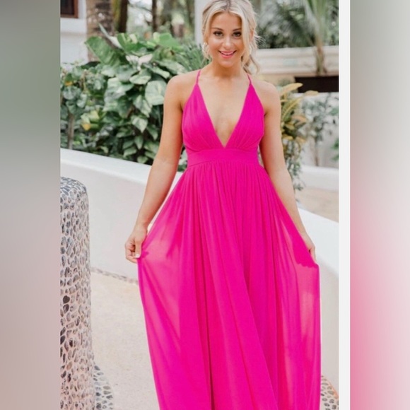 Pink Lily Dresses & Skirts - Pink Lily It All Begins With Love Magenta Maxi Dress